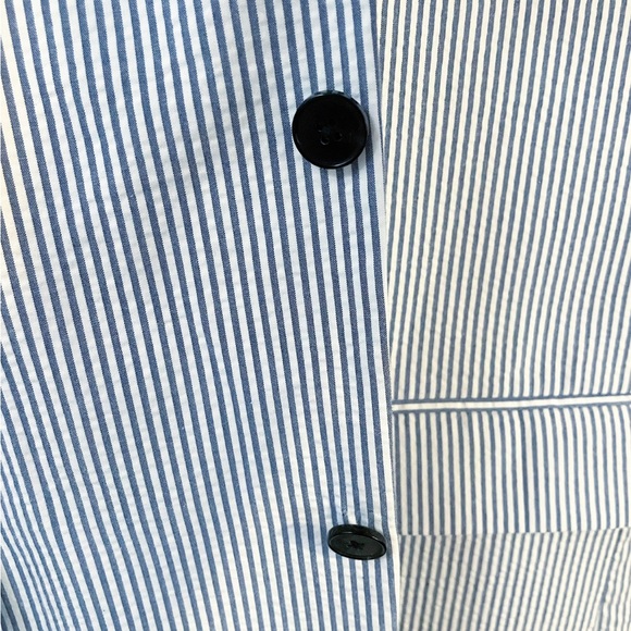 Studio Suits 44L Handcrafted Caccioppoli Seersucker Blazer Blue White Stripe NEW - Picture 6 of 10